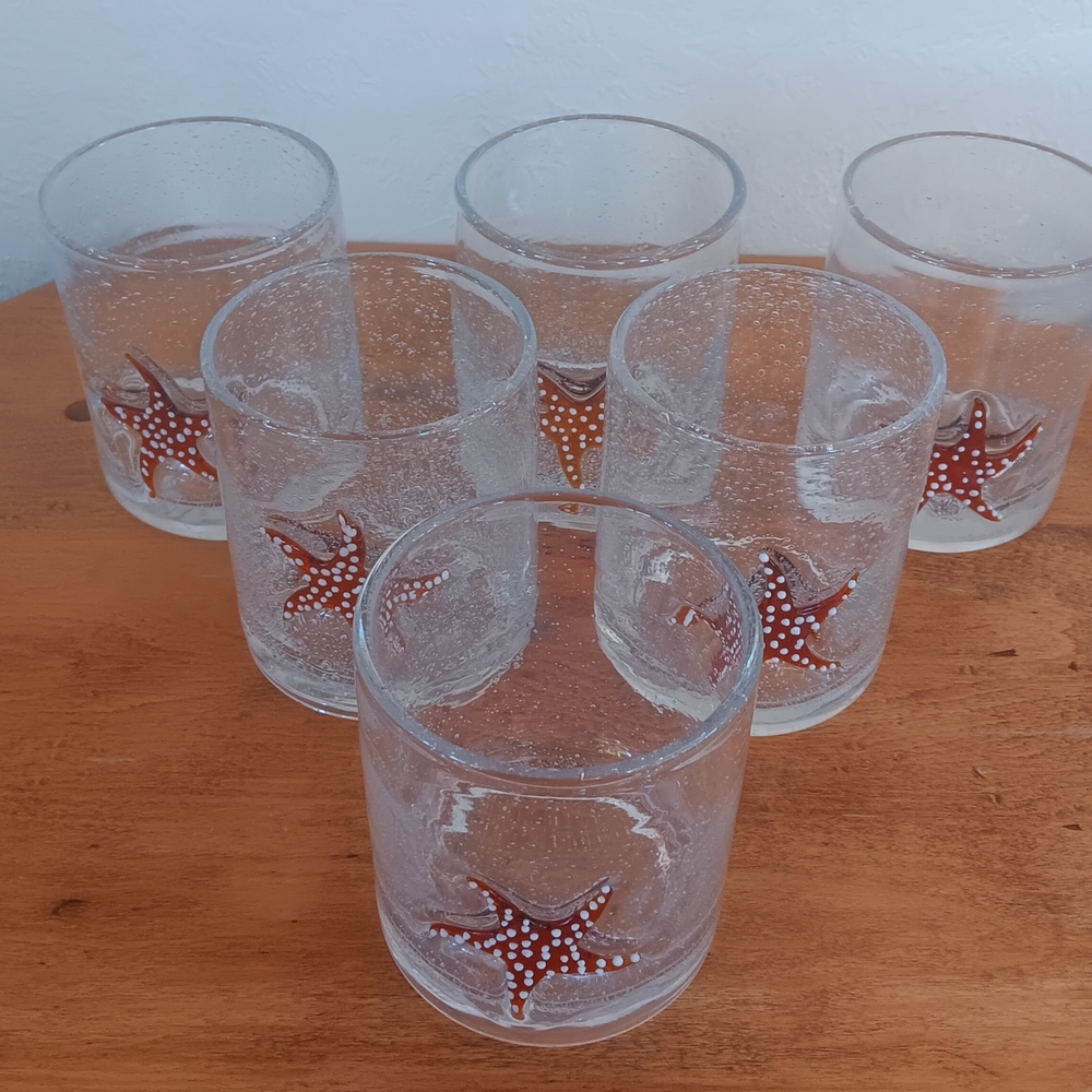Starfish Handblown Lowball Tumbler Set Of 6 - Picture 4 of 7